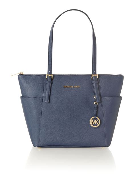 michael kors jet set item navy small tote bag|Michael Kors jet set duffle.